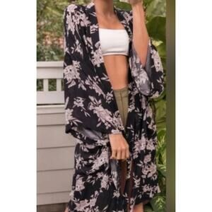 Spiritual‎ Gangster Kimono Womens One Size Black Pink Maya Floral Boho